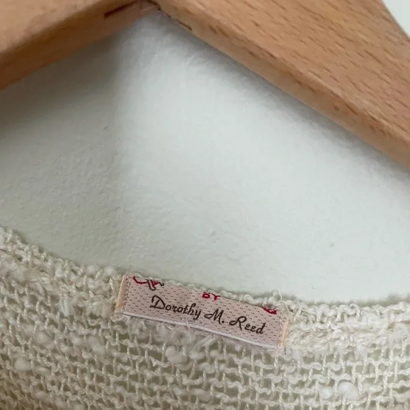 Vintage Women's S Handmade Natural Cream Woven 100% Cotton Sleeveless Top Vest - Picture 4 of 5